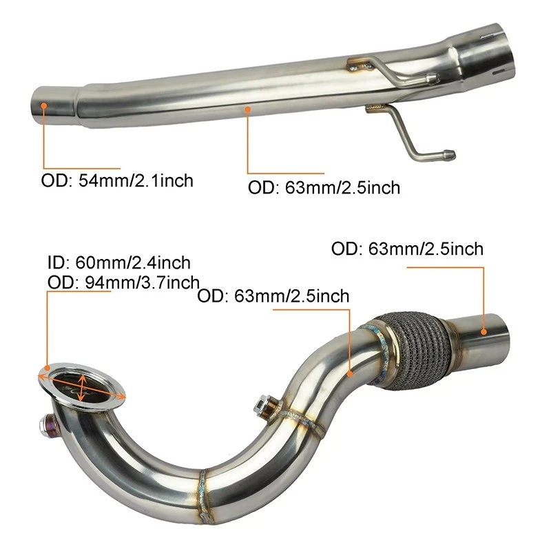 VW Golf MK7 EA211 Downpipe GTI R GLI GTD Jetta Audi A3 Stainless Steel Downpipe high quality